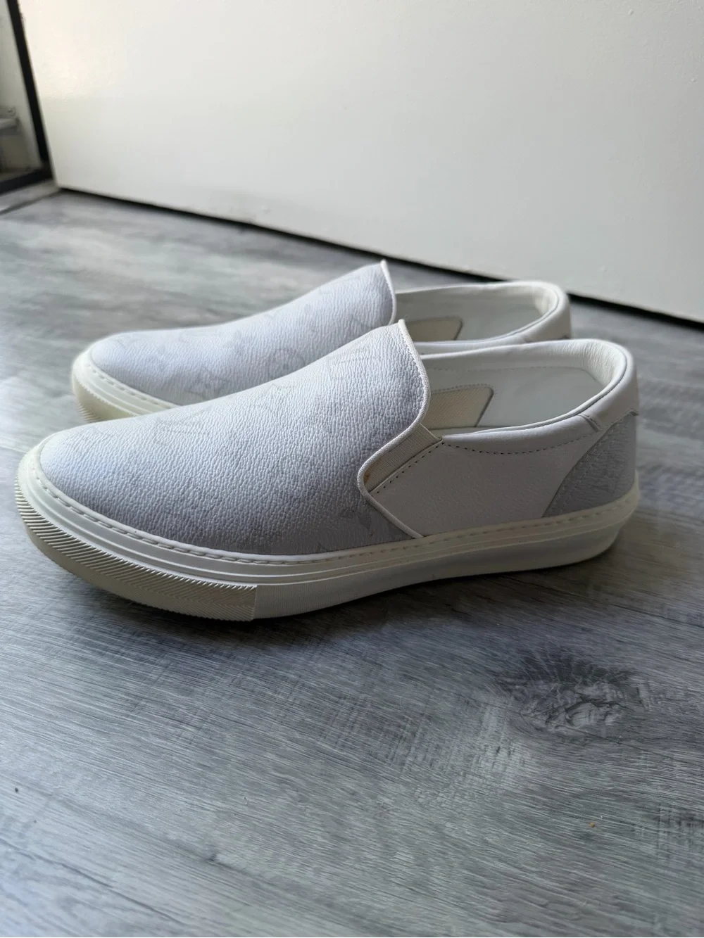 Louis Vuitton White Monogram Slip-On Sneakers